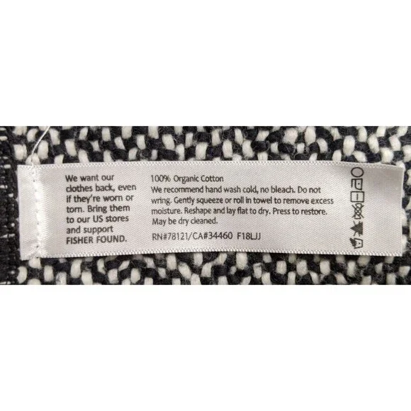 Eileen Fisher Handwoven Peruvian Organic Cotton Black/White Belted Jacket M - Picture 11 of 12